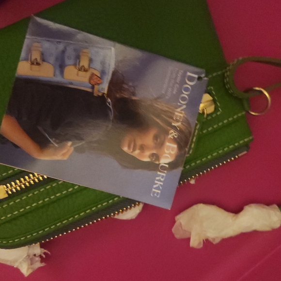 Dooney and Bourke large green corner zip wristlet brand new w/tags - Picture 2 of 2